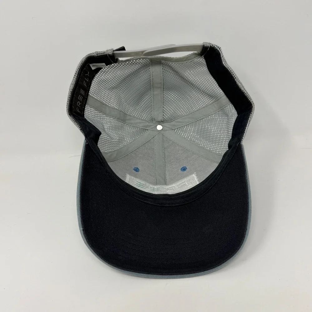 Free Fly Trucker Hat Mens Blue Grey Mesh Snapback Adjustable Logo Patch Cap